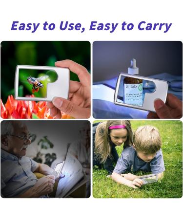 Card Type Magnifying Glasses Credit Card Sized Magnifying Lenses Ideal Pocket Magnifier for Reading Magnifying Glass with LED Light and Leather Case - Buy Online on SooperMarket.com