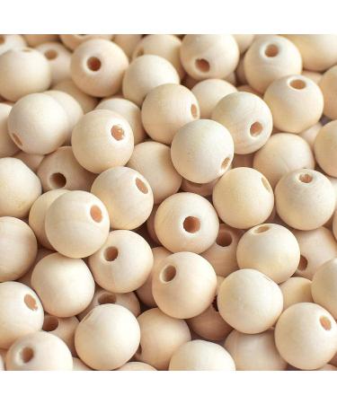 300pcs 20mm Wood Beads Natural Unfinished Round Wooden Loose Beads Wood Spacer Beads for Craft Making Decorations and DIY Crafts