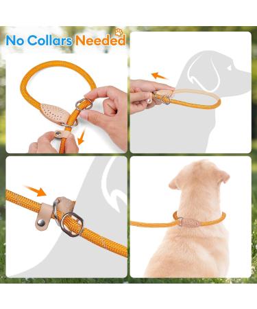 Durable 1.4cm x 150cm Pink Reflective Slip Lead Dog Leash | Adjustable Anti-Choking Training Rope for Small Medium Large Dogs and Cats | Grand Line Slip Lead - Buy Online on SooperMarket.com