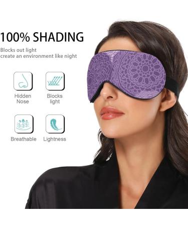 Haskirky Light Blocking Eye Mask - Breathable & Adjustable for Adults | Ideal for Travel, Yoga & Meditation - Purple Mandala Design - Buy Online on SooperMarket.com