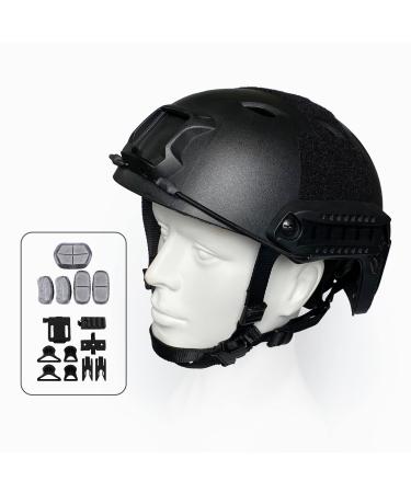 Fousam Tactical Helmets Airsoft Fast BJ/PJ/MH Military Helmet, Adjustable 15 in 1 Headwear for Paintball CS War Games Outdoor Sports BJ-Black
