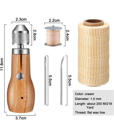 5-Piece Sewing Awl Kit with Needles and Waxed Threads for Leather Craft DIY - Buy Online on SooperMarket.com