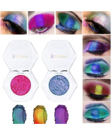 Holographic Glitter Eyeshadows Highly Colored Eye Shadow Multichrome Eyeshadows Makeup Cosmetics Eye Shadow Plate Multi-Dimensional Eye Makeup Eyeshadow for Women Girls 1pcs # 02 - Buy Online on SooperMarket.com