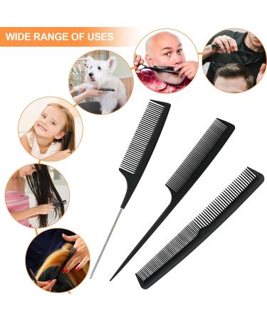 Sularpek 3 Piece Fine Tooth Carbon Fibre Tail Comb Set - Hairdressing & Styling Comb for Women and Men - Anti Static & Heat Resistant - Teasing Hair Comb - Buy Online on SooperMarket.com