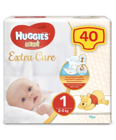 Huggies Huggies Extra Care Baby Size 1 (2-5 kg) 40 Diapers 830 Size 1 (40 Pack) Size 1 (2-5 kg)