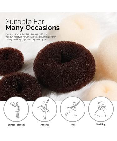 8pcs Hair Donut Bun Maker Set - FANDAMEI Dark Brown & Beige Bun Makers with Hair Elastic Bands and Pins - Buy Online on SooperMarket.com