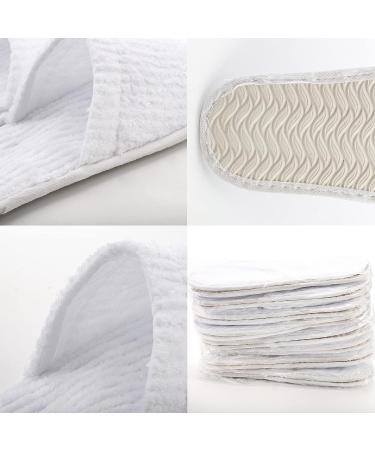 Frcctre 20 Pairs White Disposable Spa Slippers - Soft Coral Fleece, Non-Slip, Comfortable - Ideal for Travel, Guests, Hotel, Home, Salon - Men and Women - Buy Online on SooperMarket.com