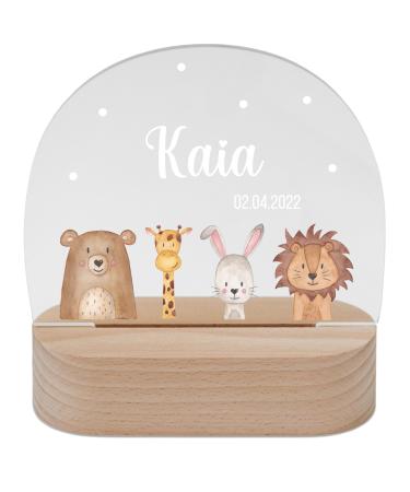 Wondering - personalized night light for babies - individual bedside lamp for children - personalized gifts children - baby gift - gift for birth animals below