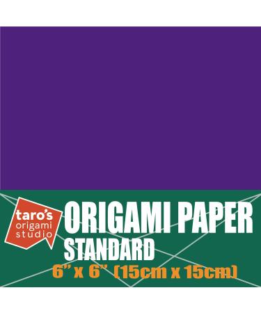 Taro's Origami Studio Standard 6 Inch One Sided Single Color (Purple) 50 Sheets (All Same Color) Square Easy Fold Premium Japanese Paper for Beginner (Made in Japan)