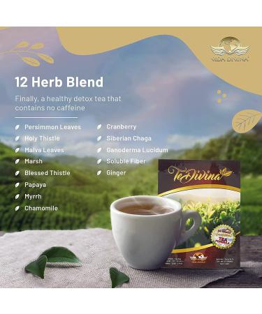 Vida Divina TeDivina Detox Tea - All Organic Caffeine-Free Cleansing Formula | 12 Herbs for Colon Cleanse & Digestive Health | Body Detox | Original Flavor | 0.3oz (Pack of 6) - Buy Online on SooperMarket.com
