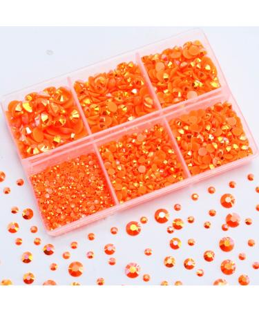 Briskbloom 3000PCS Resin Flatback Rhinestone  2mm 3mm 4mm 5mm 6mm Orange AB Flatback Jelly Resin Rhinestones for Tumblers  Mugs  Bottles  Craft Decoration  Loose Bling Glitter Gem Stone 07-OrangeAB Mix 5 Sizes