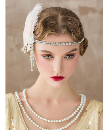 Flapper Headbands Feather Headbands Fascinator Women 1920s Headpiece Gatsby Headpiece Inspired Cocktail Halloween Costume Party Prom Rhinestone Head Band Head Piece Cosplay Headwear Hair Accessories - Buy Online on SooperMarket.com