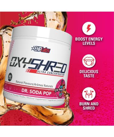 EHP Labs OxyShred Thermogenic Pre Workout Powder & Shredding Supplement - Preworkout for Men & Women Sugar Free Energy Powder with 150mg of Caffeine - Dr. Soda Pop 60 Servings - Buy Online on SooperMarket.com