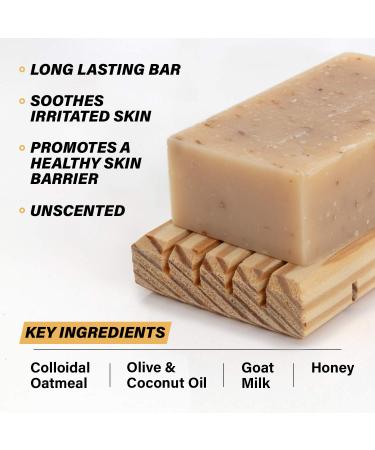 Unscented Goat Milk Oatmeal Soap Bar (3 Pack) for Eczema & Sensitive Skin - Colloidal Oatmeal & Honey, 4-4.5 oz Bars - Buy Online on SooperMarket.com