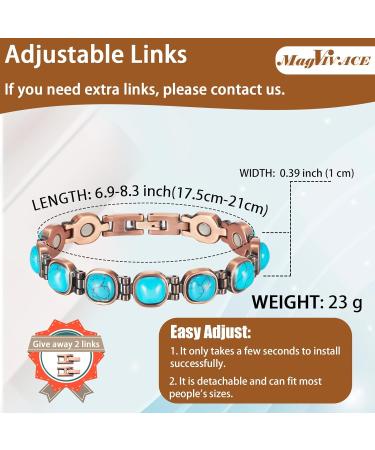 EnerCoppeX Copper Magnetic Bracelet for Women - Turquoise Jewelry with 3500 Gauss Magnet (COB-0173) - Buy Online on SooperMarket.com