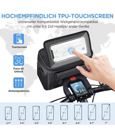 Waterproof Bicycle Handlebar Bag with Adapter | E-Bike & Bike Cell Phone Holder | 5.3L Adjustable Backpack - Buy Online on SooperMarket.com