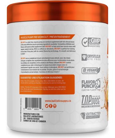 Ballistic Big Boy Pre Workout Powder | Stimulant Free Pre Workout & Stim Free Nitric Oxide Booster | L Citrulline Glycerol Agmatine Sulphate Caffeine-Free | 24 Servings (Peechy Keen) - Buy Online on SooperMarket.com