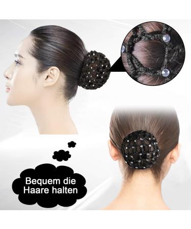 3-Piece Hair Network Crystal Bun Set | Stylish Hairstyles for Ballet Gymnastics & Sports | Black Fabric Bunting for Kids - Buy Online on SooperMarket.com