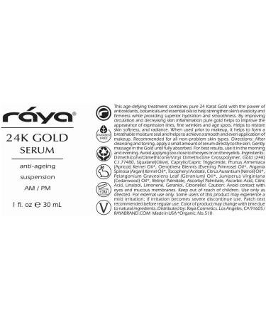 RAYA 24K Gold Anti-Aging Serum | Facial Treatment for All Skin Types | Reduces Fine Lines & Wrinkles with Pure 24K Gold - Buy Online on SooperMarket.com