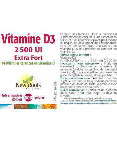 New Roots Herbal - Vitamin D3 2500 IU Extra Strength 600 Softgels - Helps to Prevent Vitamin D Deficiency - Helps in the Development and Maintenance of Bones and Teeth - Support Immune Function 600 count (Pack of 1) 2500 IU - Buy Online on SooperMarket.com
