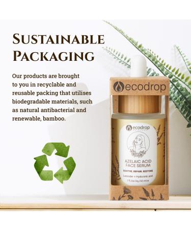 Ecodrop Azelaic Acid & Hyaluronic Acid Serum - 30ml | Daily Gentle Anti-Ageing Skincare for Face Reduces Acne Redness Dark Spot Blemishes & Brightens All Skin Types | Vegan & Cruelty-Free - Buy Online on SooperMarket.com
