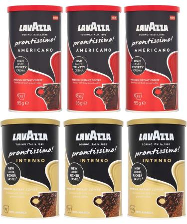 Instant Coffee Bundle with Lavazza Prontissimo Intenso 95g x3 and Americano 95g x3 - Dark Roast (Pack of 6) - Buy Online on SooperMarket.com