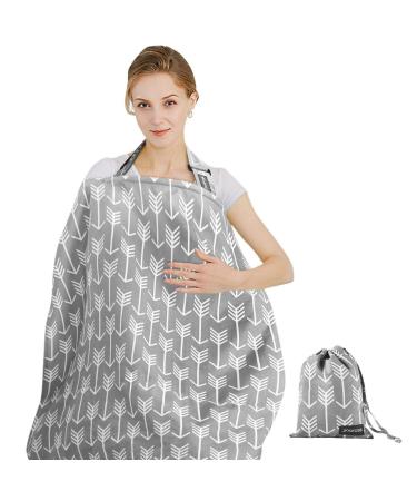 Yoofoss silent scarf cotton cotton shut -up apron multi -purpose breastfeeding cover for on the way privacy screen breastfeeding nut cover cloth when breastfeeding 100x65 cm gray