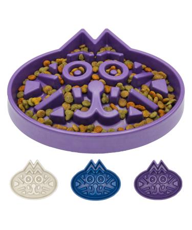 Slow Feeder Cat Bowl - Veterinarian Designed - Enrichment and Activity for Cats - Large Size - Cat Puzzle Feeder Purple