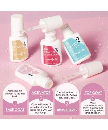 Jelly Nude Acrylic Dipping Powder System Essentials KitLiquid Glue Set Steps 1-4 Base Coat Activator Top Brush Saver Long Lasting and No Nail Lamp Needed for French Nails - Buy Online on SooperMarket.com
