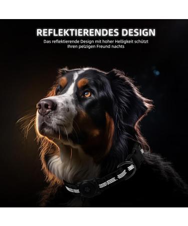 IP68 Waterproof Airtag Dog Collar - Durable & Reflective Apple Air Tag Holder for Medium Dogs - Black Large - Buy Online on SooperMarket.com