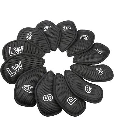 12Pcs/Pack Meshy Golf Iron Covers Set - Black Golf Club Head Cover for Most Irons - Buy Online on SooperMarket.com