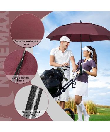 NINEMAX Large Golf Umbrella 62 Inch - Windproof, Automatic Open Double Canopy Vented, Oversized Adult Umbrella for Rain and Wind - Wine Red - Buy Online on SooperMarket.com