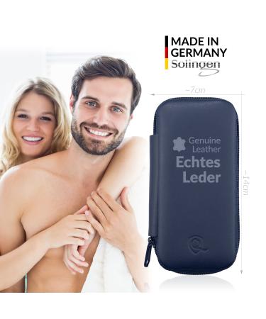 Marqus 7-Piece Manicure Set for Men & Women - Solingen Quality Patented Glass Files Real Leather Etui - Blue - Buy Online on SooperMarket.com