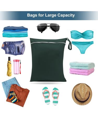 2Pcs Reusable Wet Dry Bags 13x14 inch | Waterproof Nappy Changing Bags for Babies | Ideal for Swimming, Camping, Travel | Black/Green - 30x35cm - Buy Online on SooperMarket.com