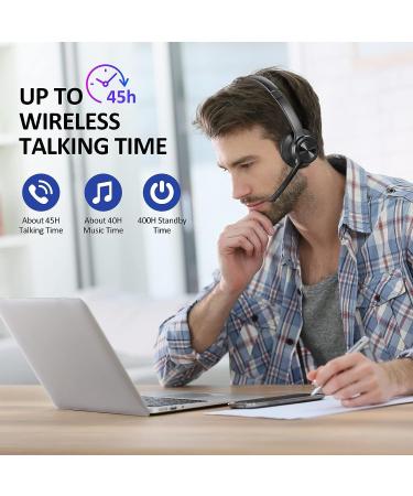 EKVANBEL Bluetooth Headset V5.2 with Adapter - Wireless Headphones with Noise Cancelling Microphone - On Ear Headset for Cell Phones, Laptop, Computer - M102 - Buy Online on SooperMarket.com