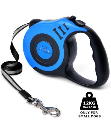 Pets Playground Retractable Dog Lead | Glow in the Dark Reflective Puppy Leash | Long Strong Heavy Duty Blue Lead - 5M - Buy Online on SooperMarket.com