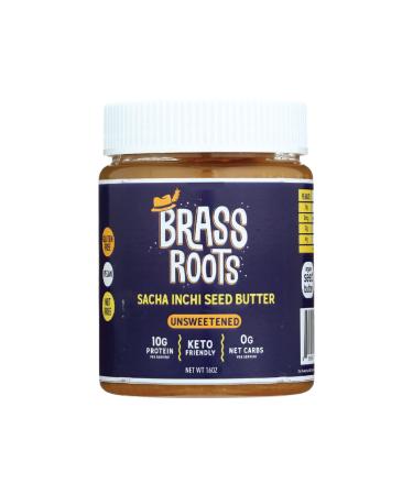 Brass Roots Organic Sacha Inchi Seed Butter | Unsweetened, 16 Oz, 1 Jar | Keto, Paleo, Allergen Free Unsweetened 1 Pound (Pack of 1)