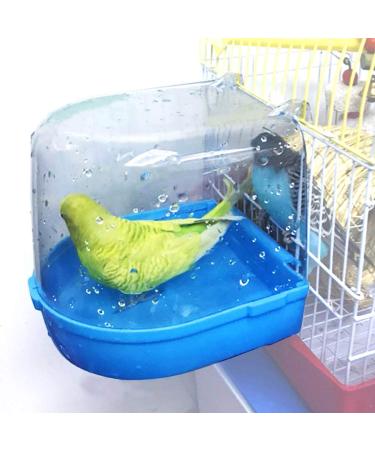 AYUBOOM Clear Bird Bath for Cage Bird Cage Accessories Hanging Bird Tub for Small Bird Cockatiel, Conure, Parakeet, Blue, by Ayuboom Blue