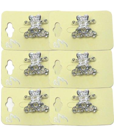 Set of 6 Mini Hair Claws with Sparkly White Crystals - Bridal Claw Clips in Silvery White Trim - Buy Online on SooperMarket.com