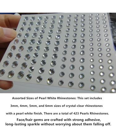 Go Ho 423 Self Adhesive Face Gems Rhinestones for Festival Rave - 3 Sheets + Tweezers - Buy Online on SooperMarket.com