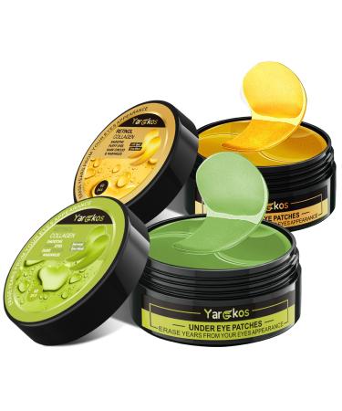 2 pieces 60 PCs hydration moisturizing Eye Pad Mask green+24k gold 30 pairs collagen hydrogel anti -aging eye pads hyaluronic acid eye mask remove dark eye corns collage eye mask