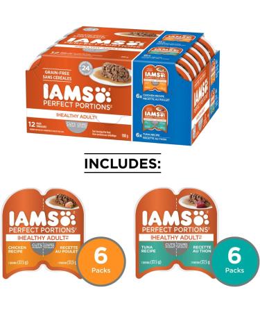 IAMS Perfect Portions Healthy Wet Cat Food Adult Grain Free Cuts in Gravy - Chicken and Tuna 12CT Multipack 75g Tray - Buy Online on SooperMarket.com