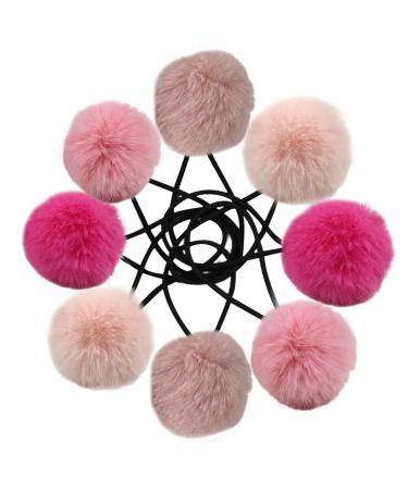 4 Pairs Fur Hair Bobbles for Girls Cute Hair Ties with Fur Ball Elastic Ponytail Holders Hair Band for Girls Hair Accessories