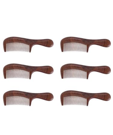 Ronlok 6X Unisex Sandalwood Comb Women Men Home Travel Wood Anti-Static Fine-Tooth Comb Wooden Handles Hair Comb