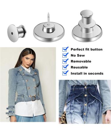 Adjustable Reusable Jean Buttons Set | Metal Pants Button Replacement - 12 Sets | No Sew, No Tools Required | Instantly Tighten Loose Jeans - Buy Online on SooperMarket.com