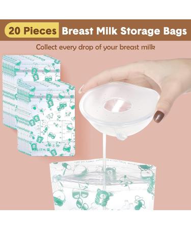 Lictin Breast Shells 2PCS Milk Collector Set | Silicone Nursing Cups for Breastfeeding | Includes 20 Breast Milk Storage Bags | Reusable and Leakproof - Buy Online on SooperMarket.com