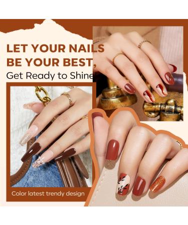 Modelones Gel Nail Polish Set - 6 PCS Neutral Nude & Brown Fall Colors 2024 | Gold Glitter Soak OFF Nail Gel Kit | Perfect Halloween Gift & DIY Manicure - Buy Online on SooperMarket.com