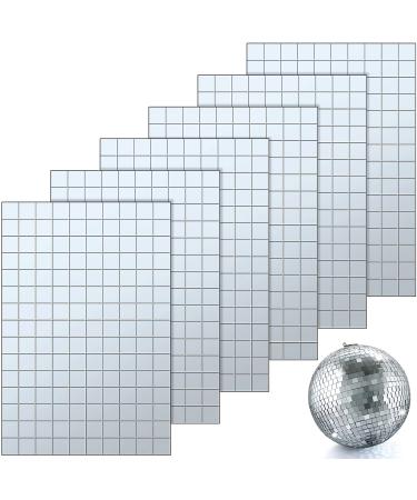 Mirrors Mosaic Tiles Disco Ball Mirror Tiles Self-Adhesive Real Square Glass Mirror DIY Tiles for Craft DIY Glass Tiles Decorations Making  Silver  0.4 Inch (3600 Pieces)
