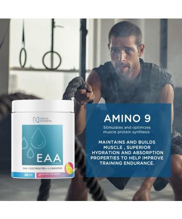 NOVA PHARMA EAA Supplement - Muscle Recovery Supplements - Amino Acids - 30 Servings - 4 Flavors (Pink lemonade) - Buy Online on SooperMarket.com
