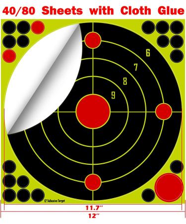 12 Inch & 7 Inch Self Adhesive Shooting Targets - Splatter Reactive with Cover-up Patches (30 Pack) - for Gun, Pistol, Rifle, Airsoft, Pellet Gun - Buy Online on SooperMarket.com